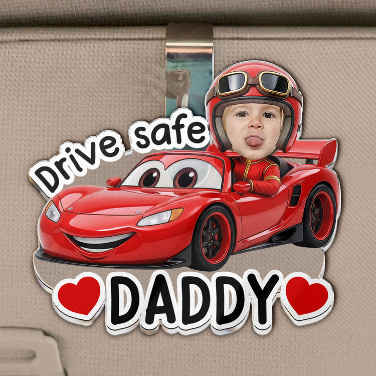 Drive-Safe,-Daddy,-Papa,-Mommy,-Grandma-Custom-Kids'-Face-Racing-Cars-Personalized-Car-Visor-Clip-2