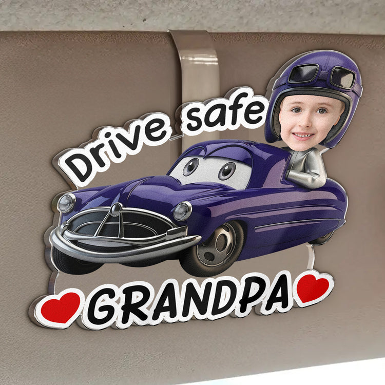 Drive-Safe,-Daddy,-Papa,-Mommy,-Grandma-Custom-Kids'-Face-Racing-Cars-Personalized-Car-Visor-Clip-3