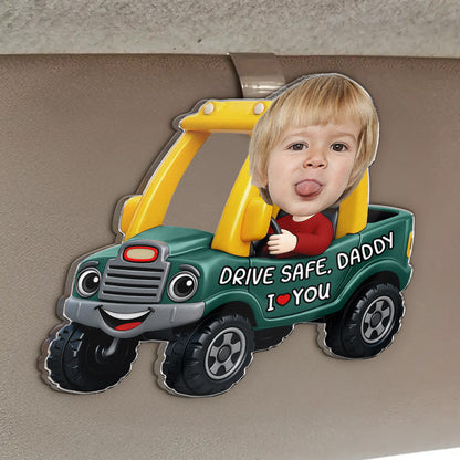 Drive-Safe,-Daddy,-Papa,-Mommy,-Uncle-Upload-Cute-Kid's-Photo-Personalized-Acrylic-Photo-Visor-Clip-3