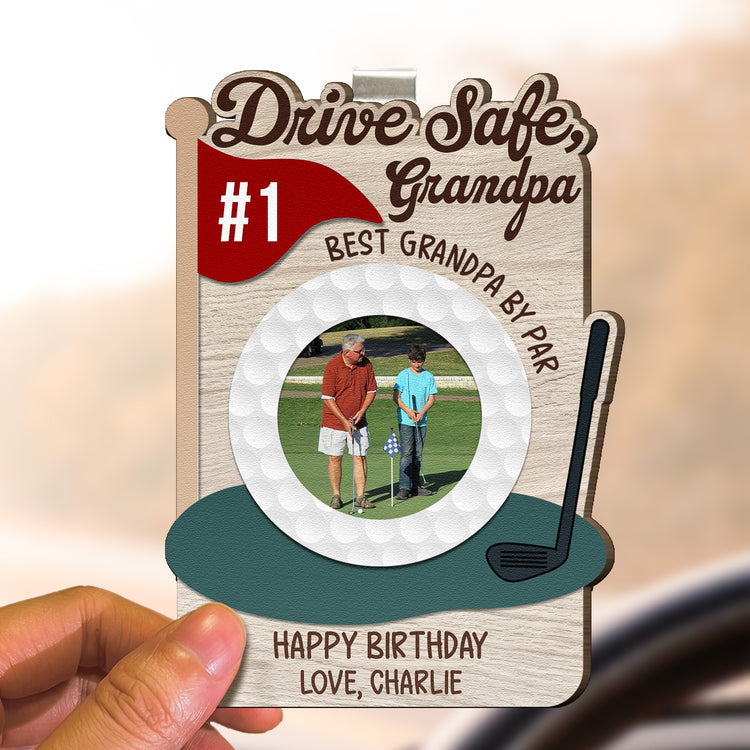Drive-Safe,-Daddy-Papa,-You-Are-A-Hole-In-One!-Father's-Day-Gift-For-Golf-Dad-Personalized-Car-Visor-Clip-3