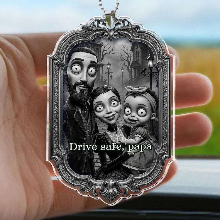 Drive-Safe-Gothic-Style-Personalized-Rear-View-Mirror-Accessory