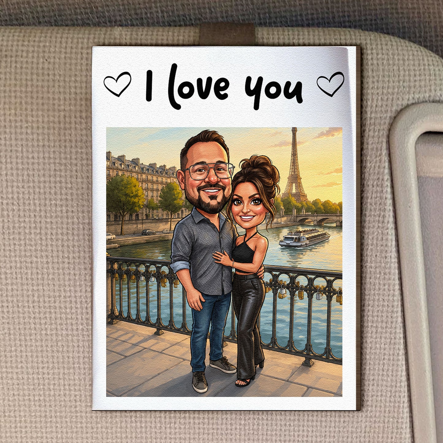 Drive-Safe,-Handsome--Caricature-Your-Photo-Into-Art-For-Him,-Her-Personalized-Car-Visor-Clip-2