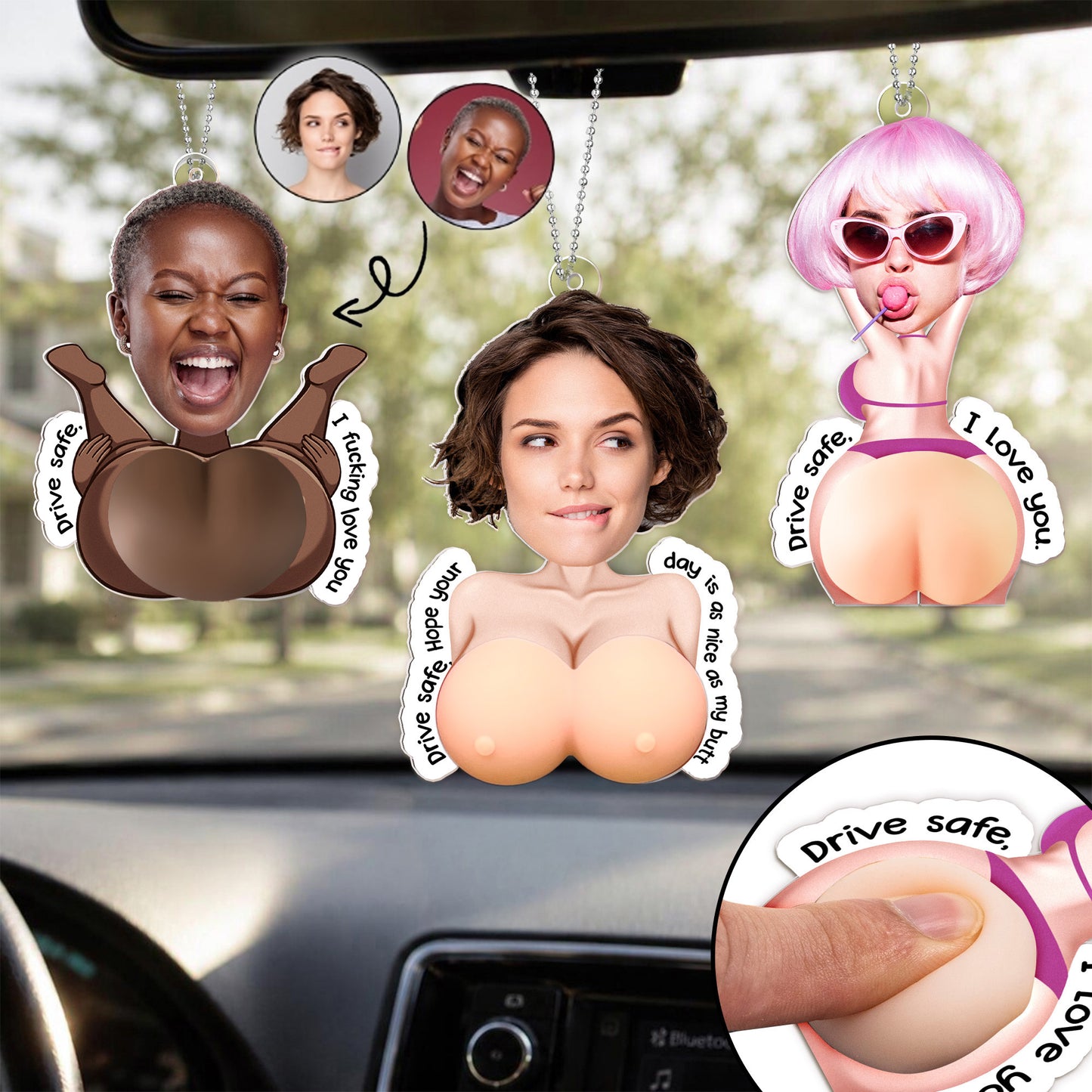 Drive-Safe,-Handsome-I-Love-You-3D-Squishy-Cute-&-Fun-Gifts-Personalized-Rear-View-Mirror-Accessory-1