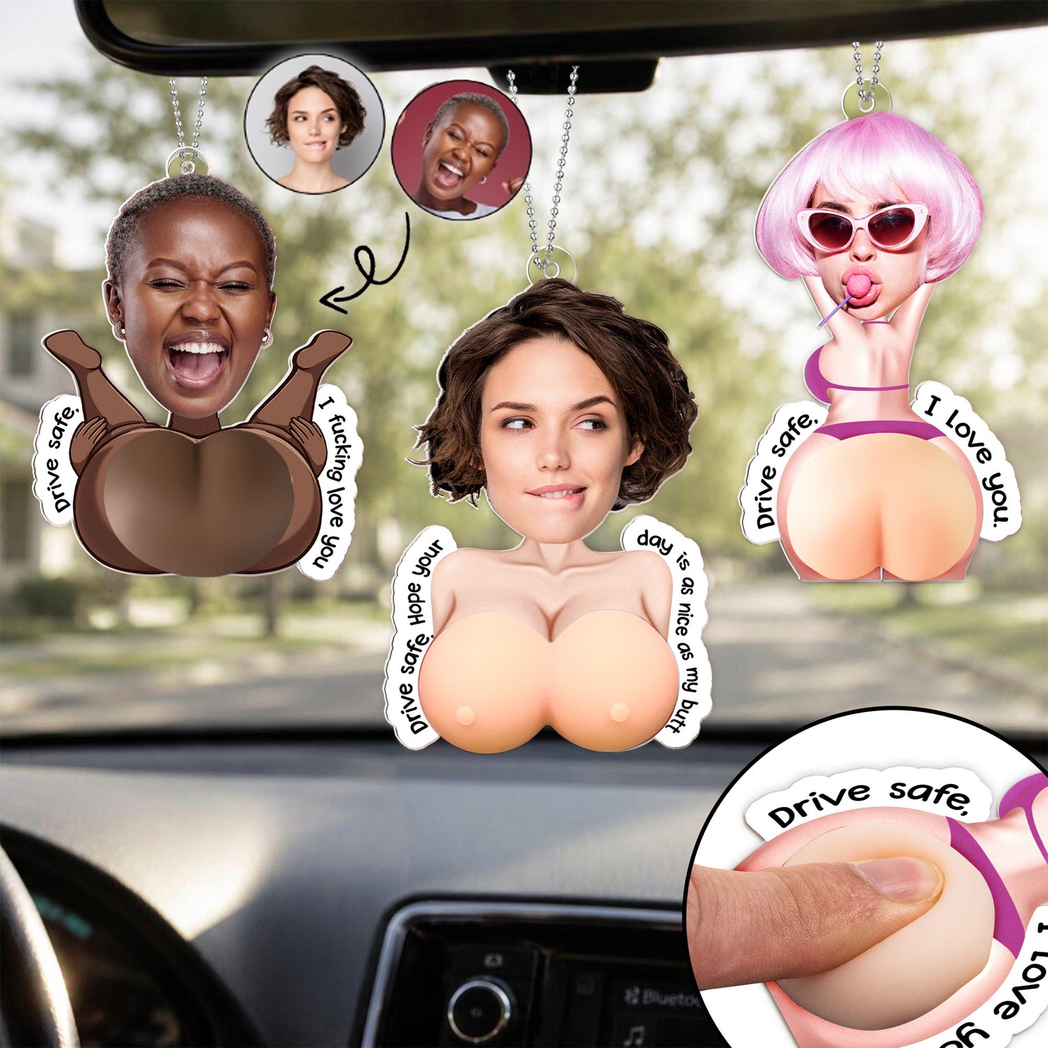 Drive-Safe,-Handsome-I-Love-You-3D-Squishy-Cute-&-Fun-Gifts-Personalized-Rear-View-Mirror-Accessory-1