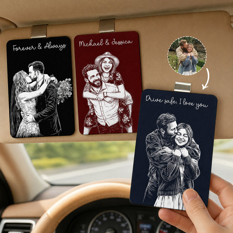 Drive-Safe-I-Love-You-Custom-Photo-Sketch-Line-Art-Personalized-Car-Visor-Clip-1
