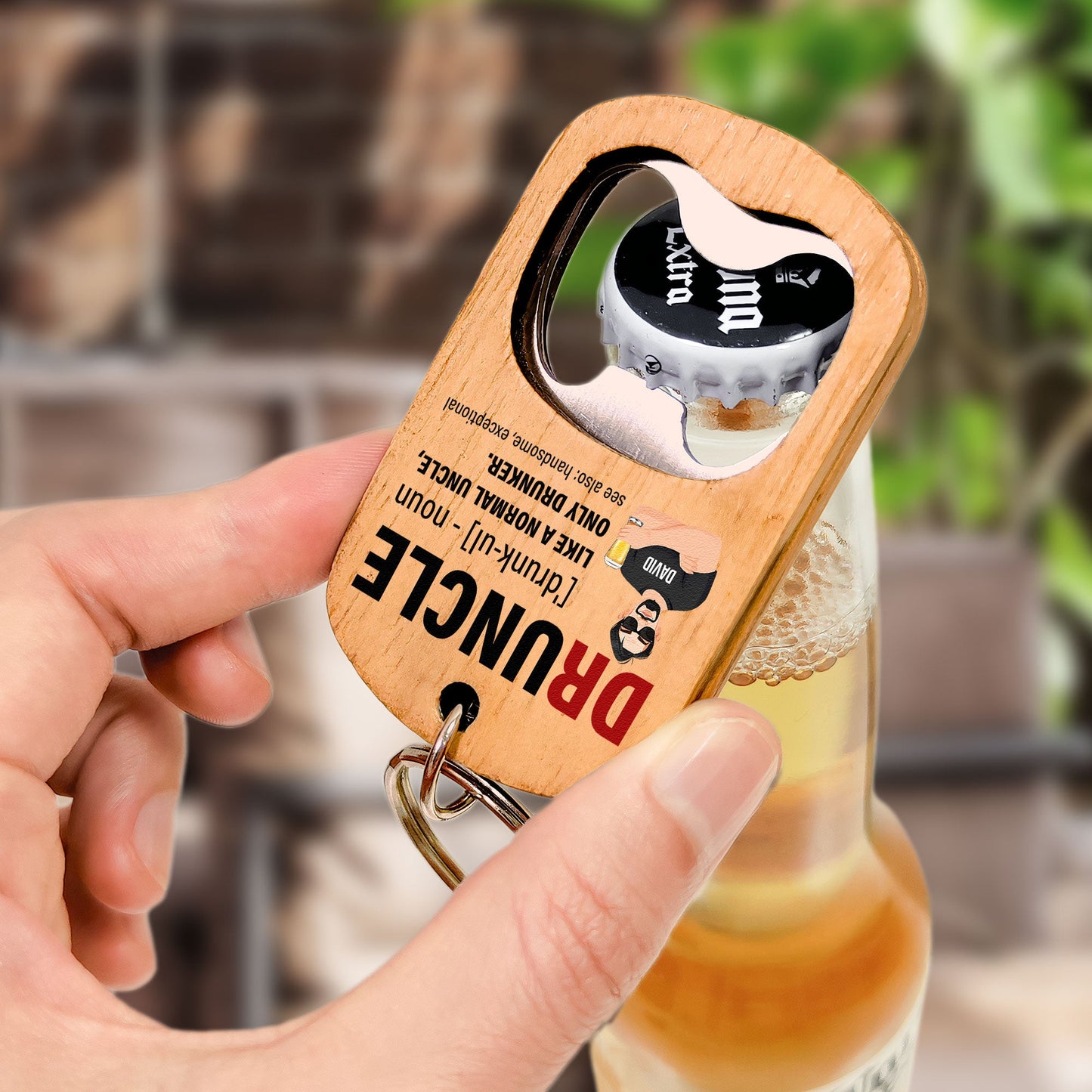 Druncle - Personalized Bottle Opener Keychain