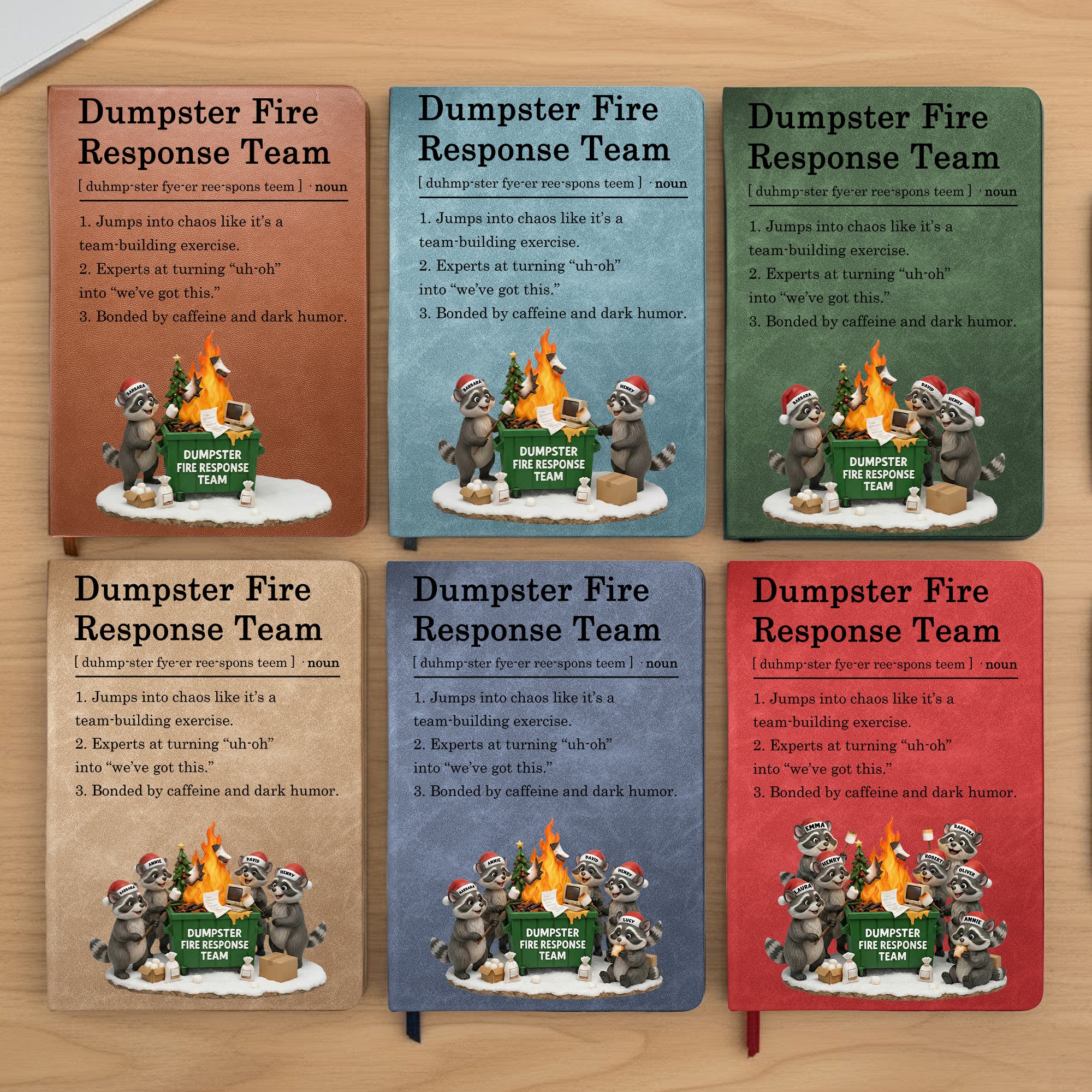 Dumpster On Fire Response Team - Funny Exchange Gift For Coworker Team - Personalized Leather Journal