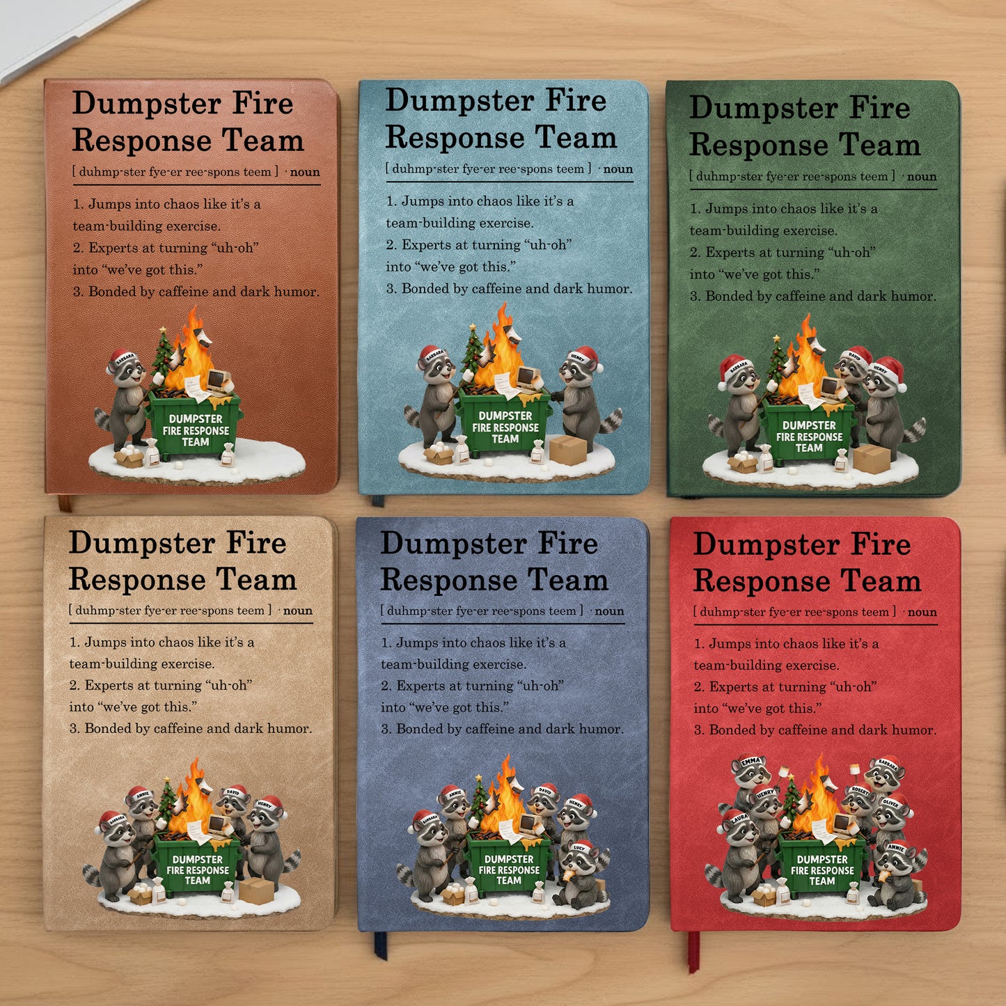 Dumpster On Fire Response Team - Funny Exchange Gift For Coworker Team - Personalized Leather Journal