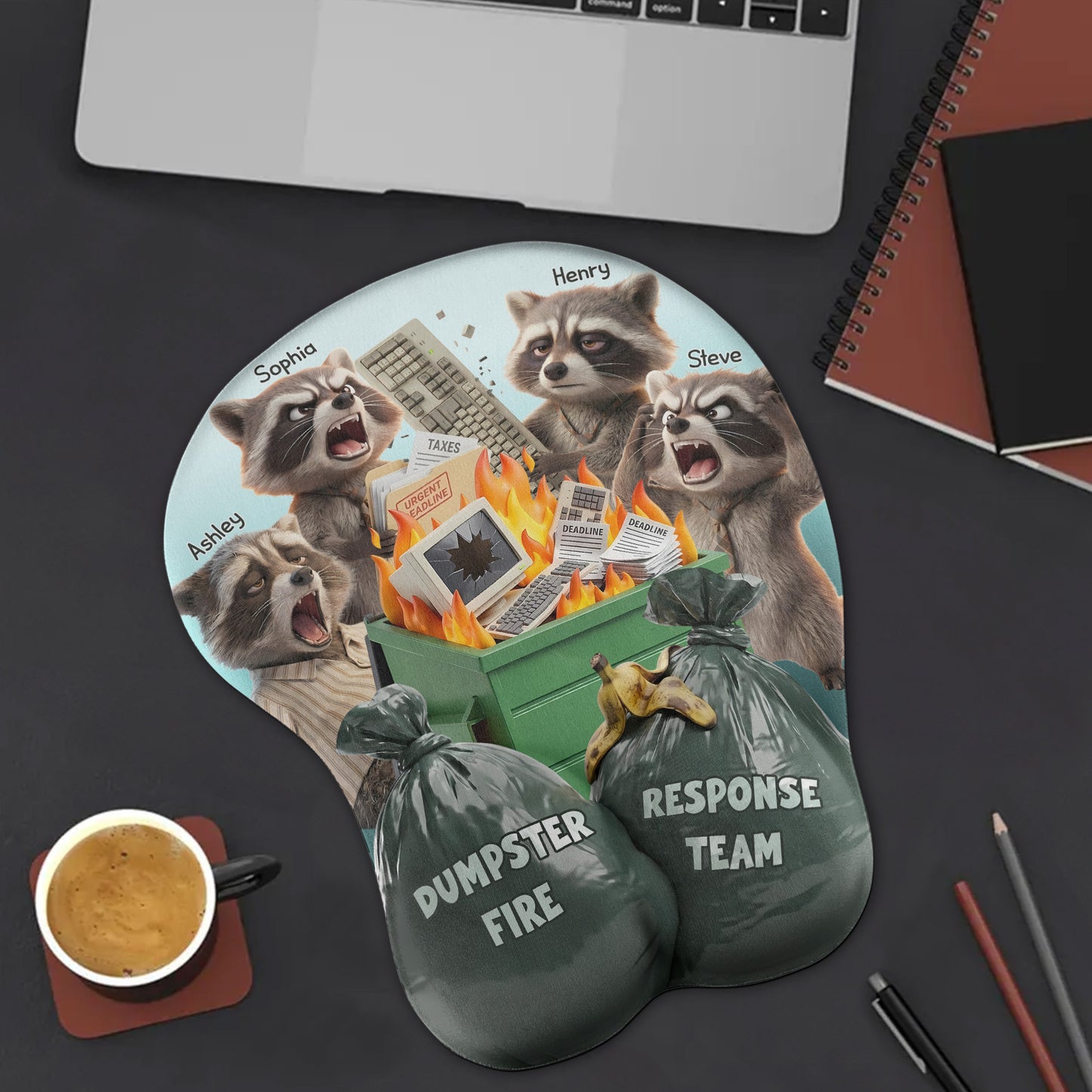 Dumpster On Fire Response Team - Funny Gift For Coworkers - Personalized 3D Mouse Pad
