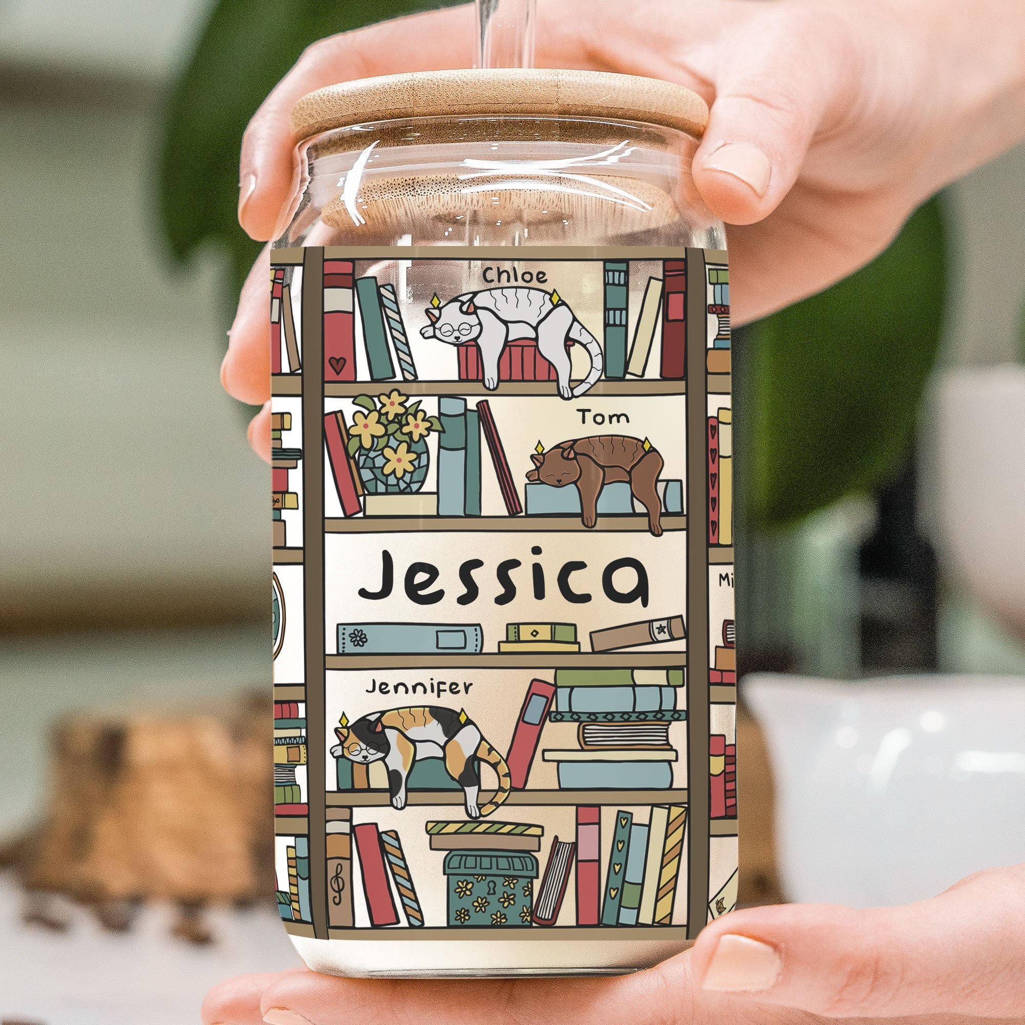 Easily Distracted By Cats And Books - Personalized Clear Glass Cup