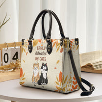 Easily Distracted By Cats - Personalized Leather Bag