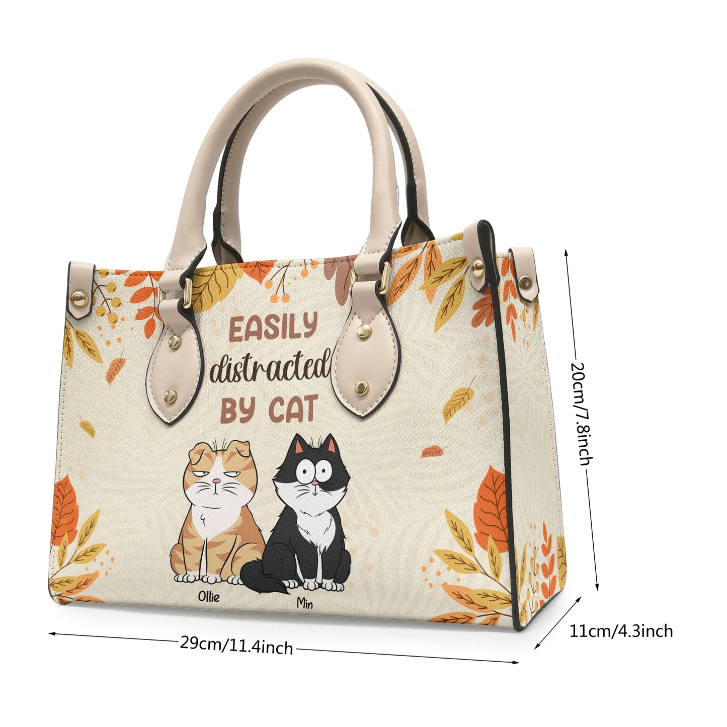 Easily Distracted By Cats - Personalized Leather Bag