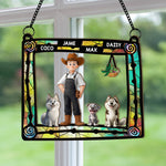 Easily Distracted By Dogs & Plants - Personalized Window Hanging Suncatcher Ornament