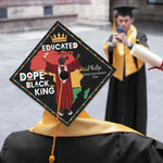 Educated Dope Black King Queen - Personalized Graduation Cap Topper