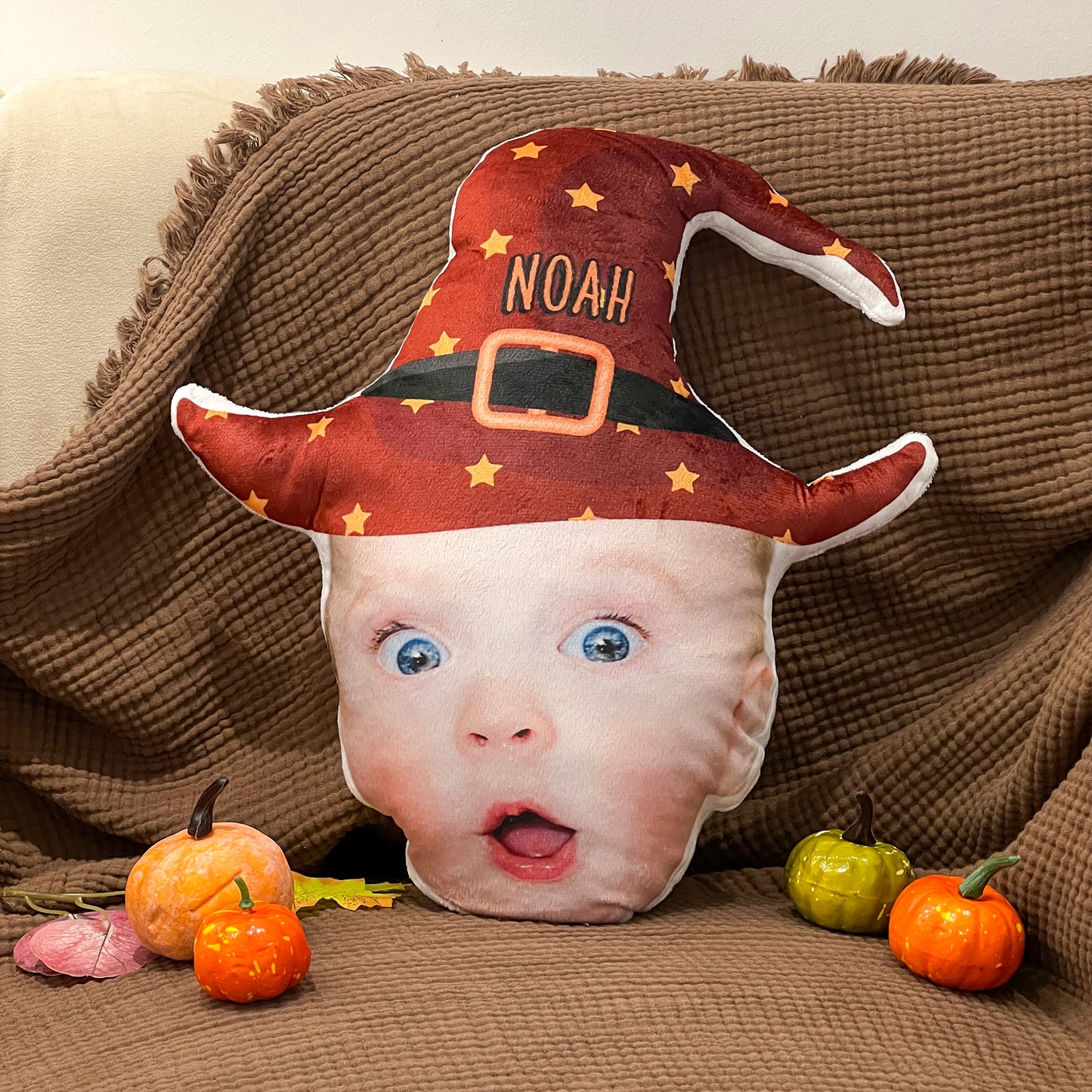 Eek Boo Spooky Funny Pillow With Halloween Witch Hat - Custom Shaped Photo Pillow