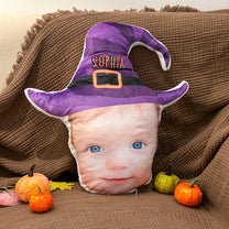 Eek Boo Spooky Funny Pillow With Halloween Witch Hat - Custom Shaped Photo Pillow