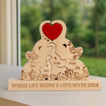 Elephant Family Custom Names - Personalized Wooden Elephant Family Puzzle