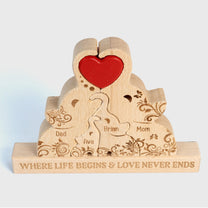 Elephant Family Custom Names - Personalized Wooden Elephant Family Puzzle