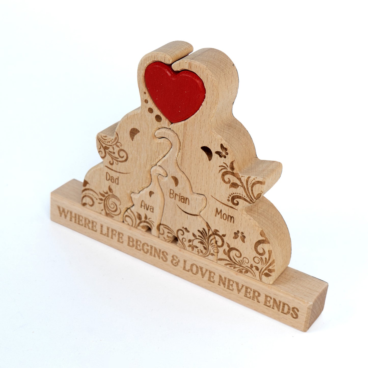 Elephant Family Custom Names - Personalized Wooden Elephant Family Puzzle