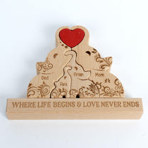 Elephant Family Custom Names - Personalized Wooden Elephant Family Puzzle