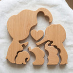 Elephant Family Parents & Kids - Custom Names - Mother's Day Gift - Personalized Wooden Family Puzzle