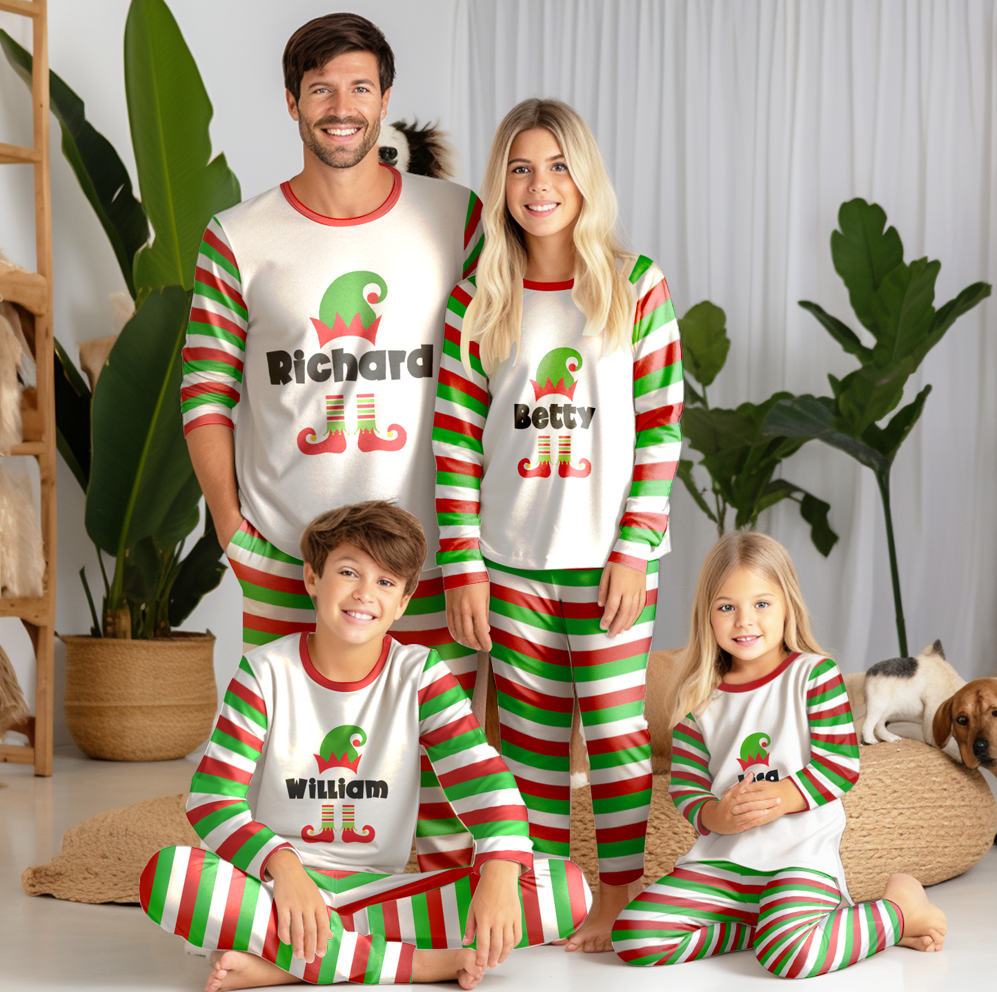 Macorner Elf Family Personalized Pajama Set