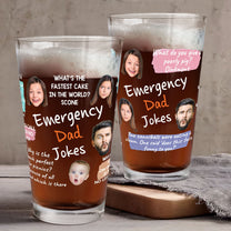 Emergency Dad Jokes Custom Funny Faces - Personalized Photo Beer Glass