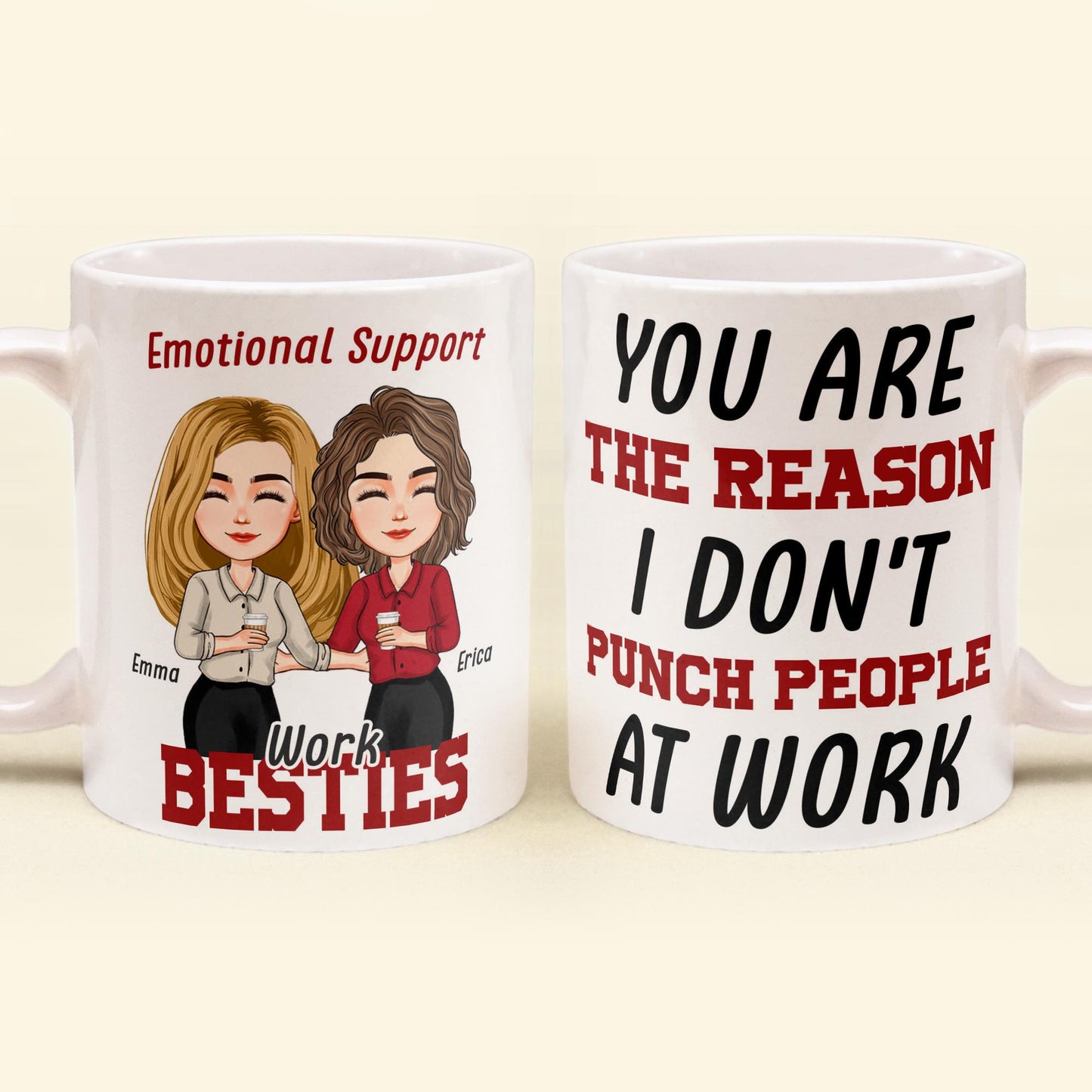 Emotional Support Work Besties - Personalized Mug