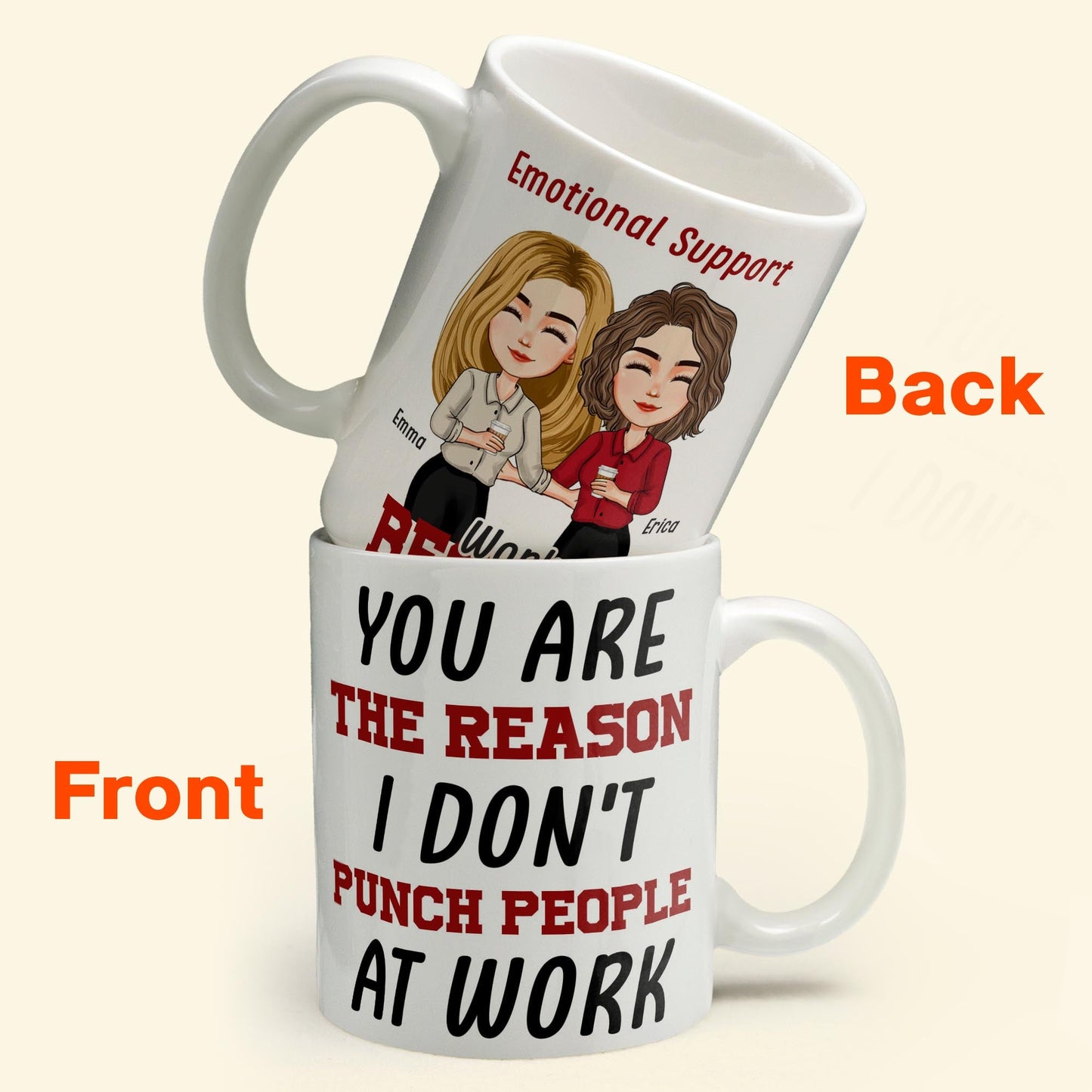 Emotional Support Work Besties - Personalized Mug