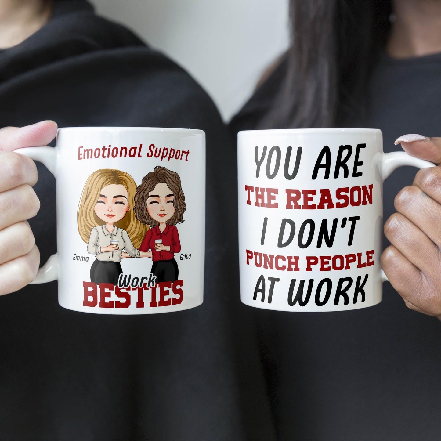 Emotional Support Work Besties - Personalized Mug