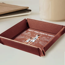 Empty Your Pockets And Play Basketball From Kids - Personalized Leather Valet Tray