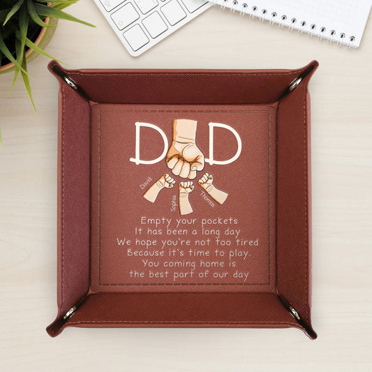 Empty Your Pockets Play With Us Father's Day Gifts - Personalized Leather Valet Tray