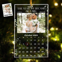 Engaged, Married Couple Custom Calendar - Personalized Acrylic Photo Ornament