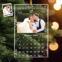 Engaged, Married Couple Custom Calendar - Personalized Acrylic Photo Ornament