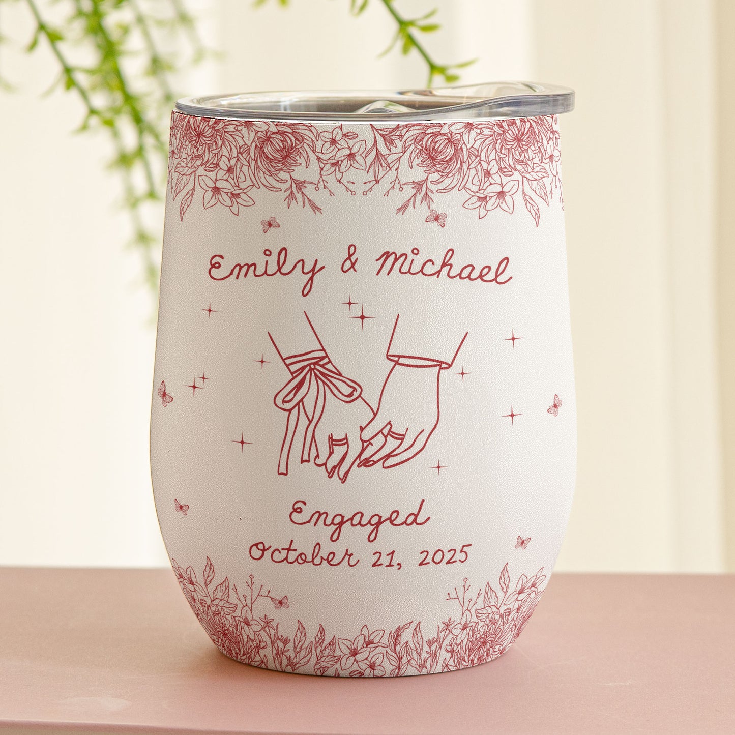 Engagement Gift For Couples, Wedding Gift For Newlyweds - Personalized Wine Tumbler