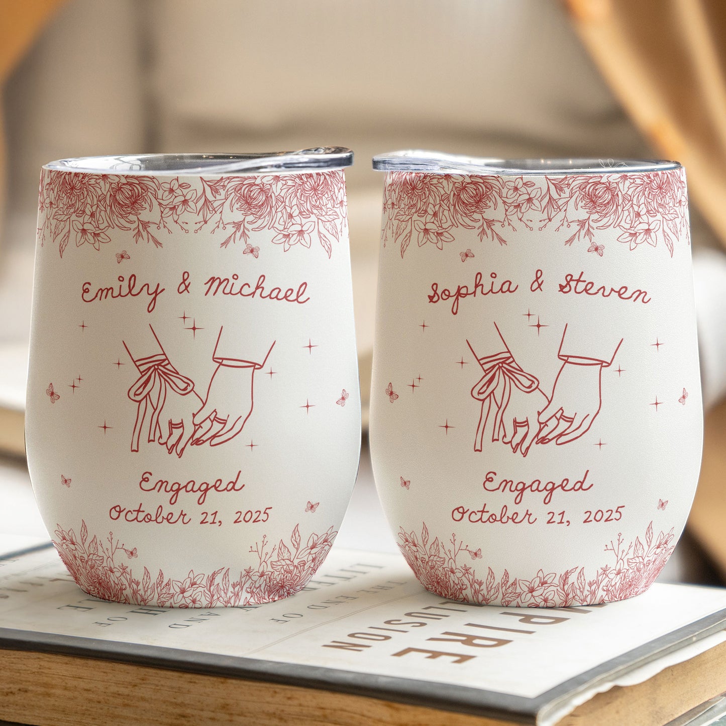 Engagement Gift For Couples, Wedding Gift For Newlyweds - Personalized Wine Tumbler