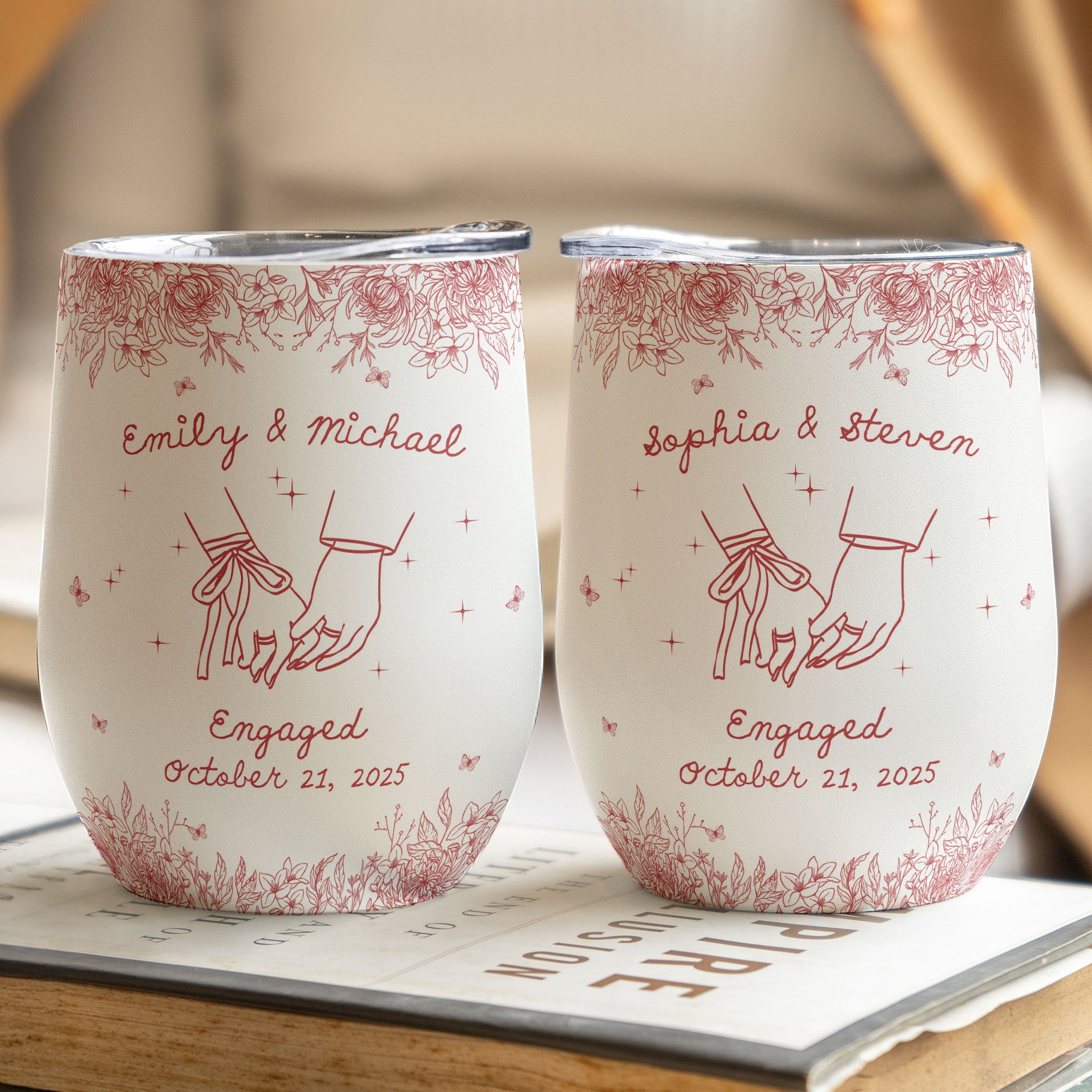 Engagement Gift For Couples, Wedding Gift For Newlyweds - Personalized Wine Tumbler