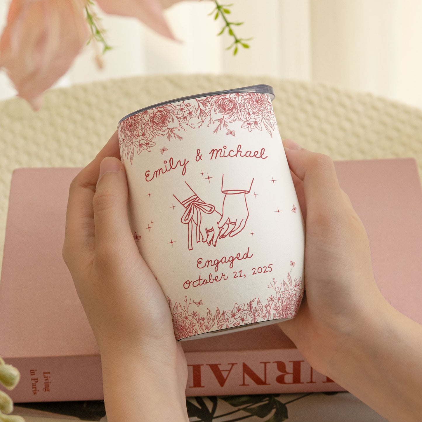 Engagement Gift For Couples, Wedding Gift For Newlyweds - Personalized Wine Tumbler