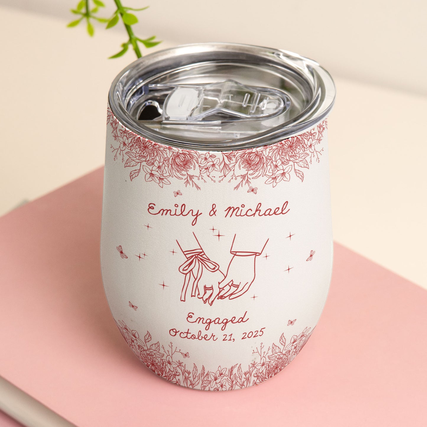 Engagement Gift For Couples, Wedding Gift For Newlyweds - Personalized Wine Tumbler