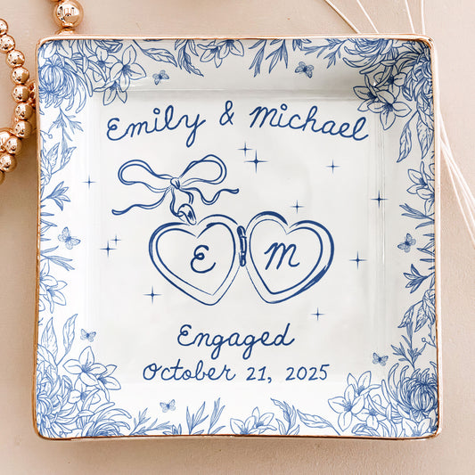Engagement Gift For Wife, Wedding Gift For Newlyweds Couples - Personalized Jewelry Dish