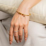 Graduation Gift - Personalized Engravable Bead Name Cuff Bracelet With Birthstone