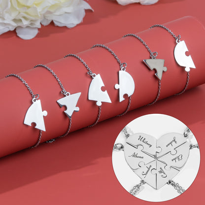 Engraved Names - Personalized Heart Puzzle Bracelet