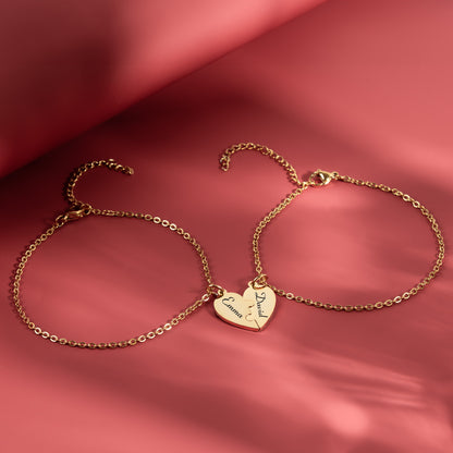 Engraved Names - Personalized Heart Puzzle Bracelet