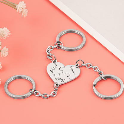Engraved Names - Personalized Heart Puzzle Keychain