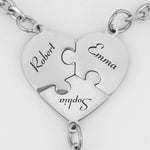 Engraved Names - Personalized Heart Puzzle Keychain