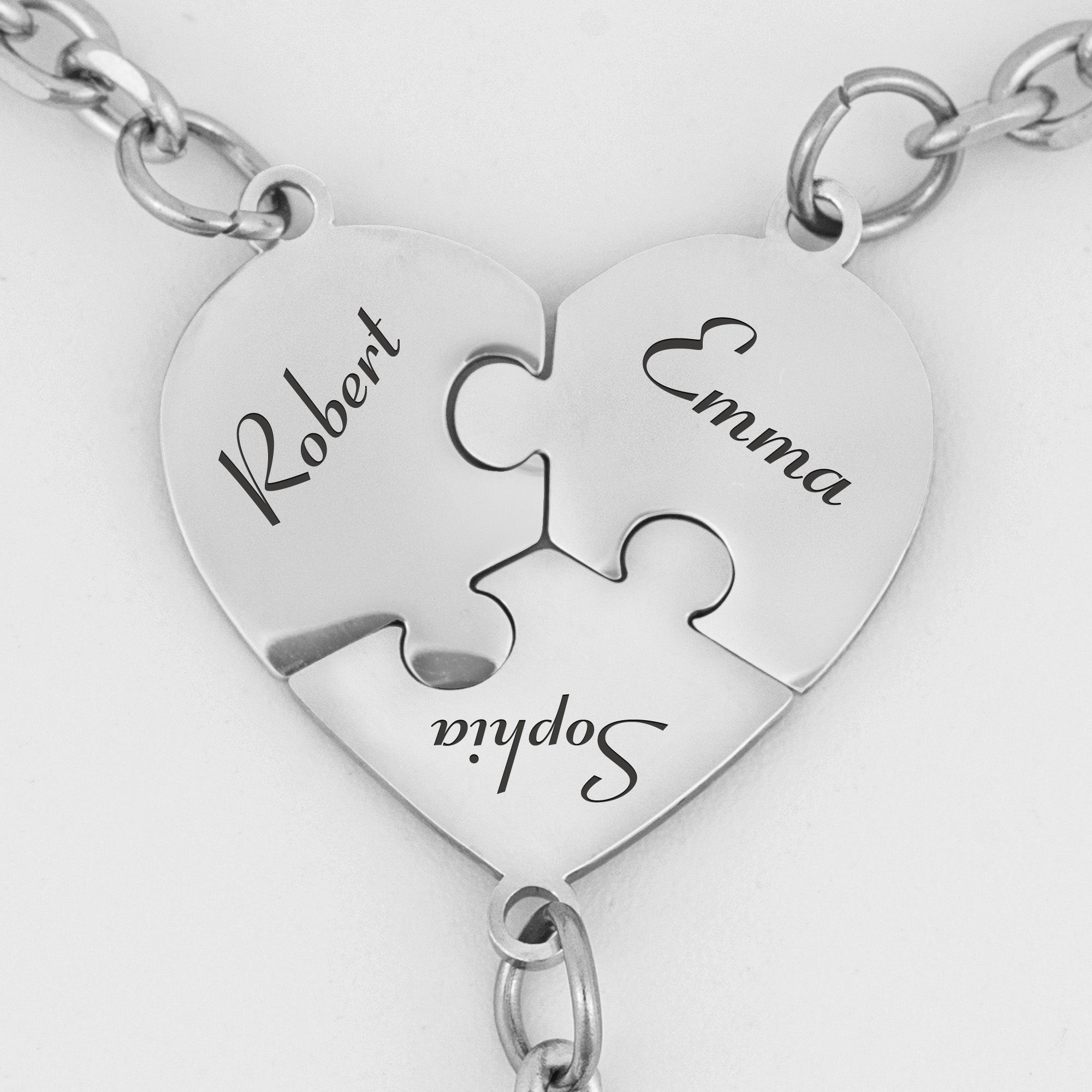 Engraved Names - Personalized Heart Puzzle Keychain