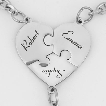 Engraved Names - Personalized Heart Puzzle Keychain