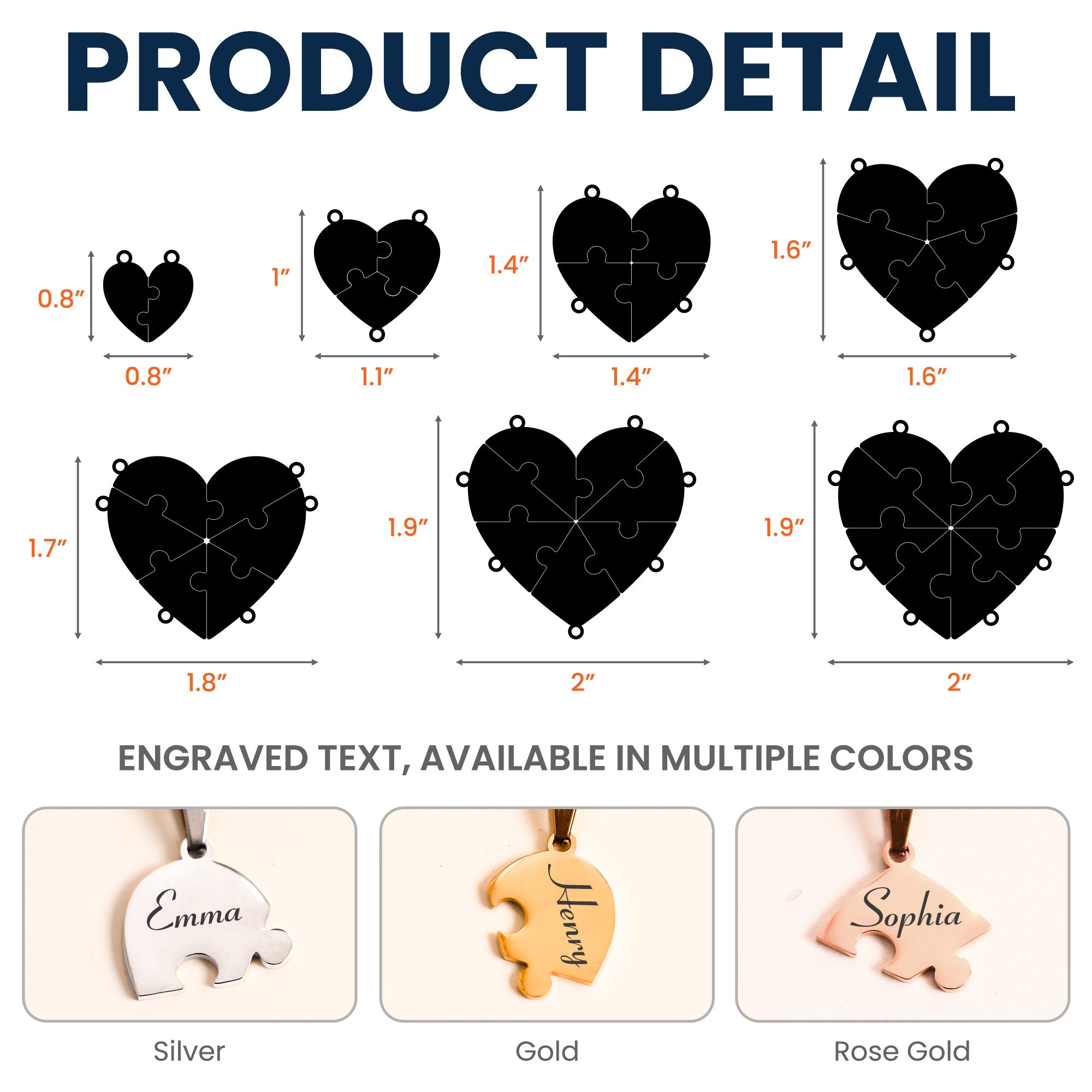 Engraved Names - Personalized Heart Puzzle Keychain