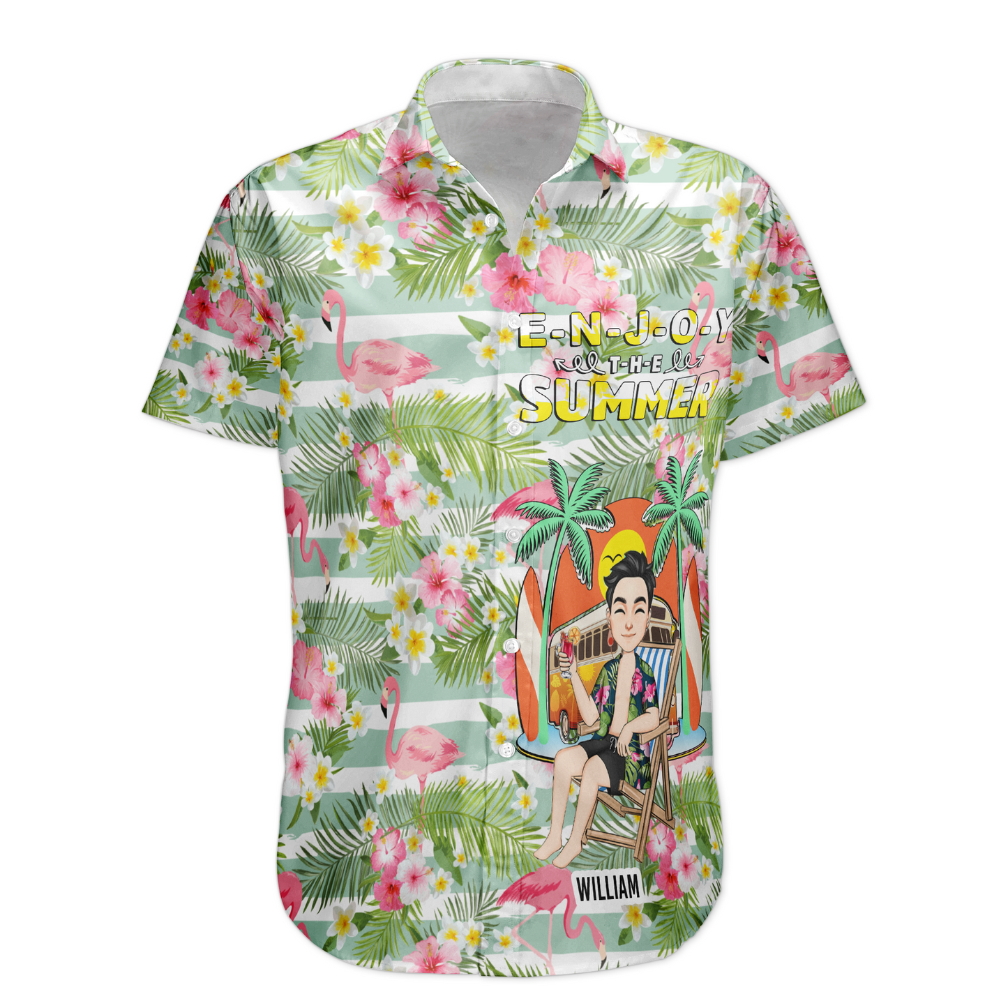 Enjoy The Summer Time - Personalized Photo Hawaiian Shirt