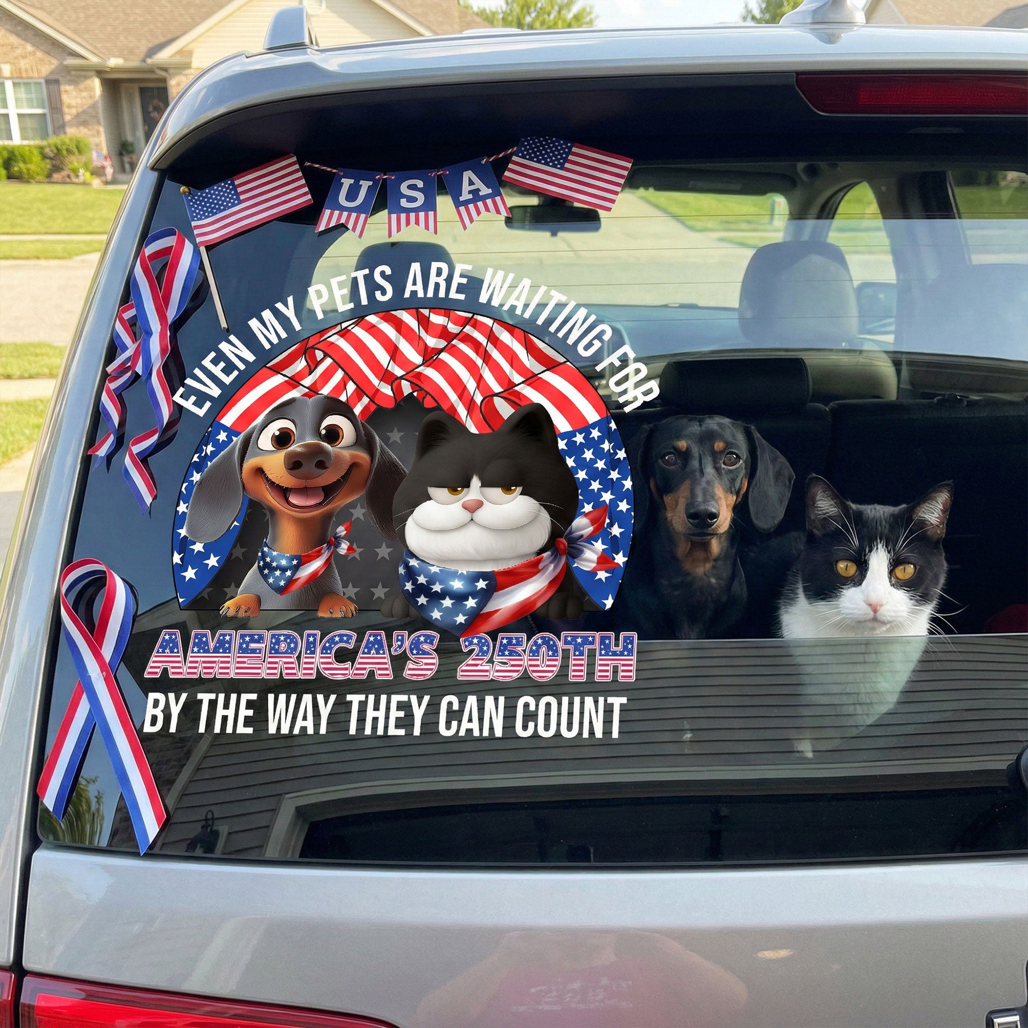 Even My Dog Is Waiting For America’s 250Th By The Way He Can Count - Personalized Decal